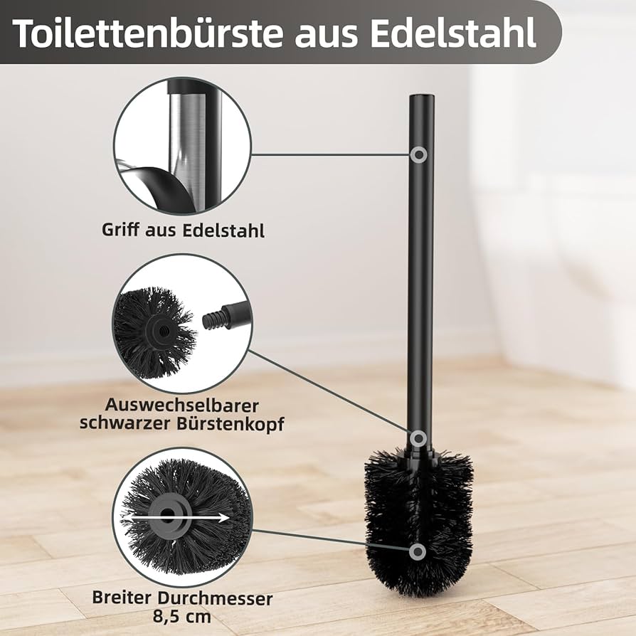 Porte Papier Toilette Avec Brosse WC - Support Debout Acier Inoxydable Sans Perçage Avec étagère Verre
