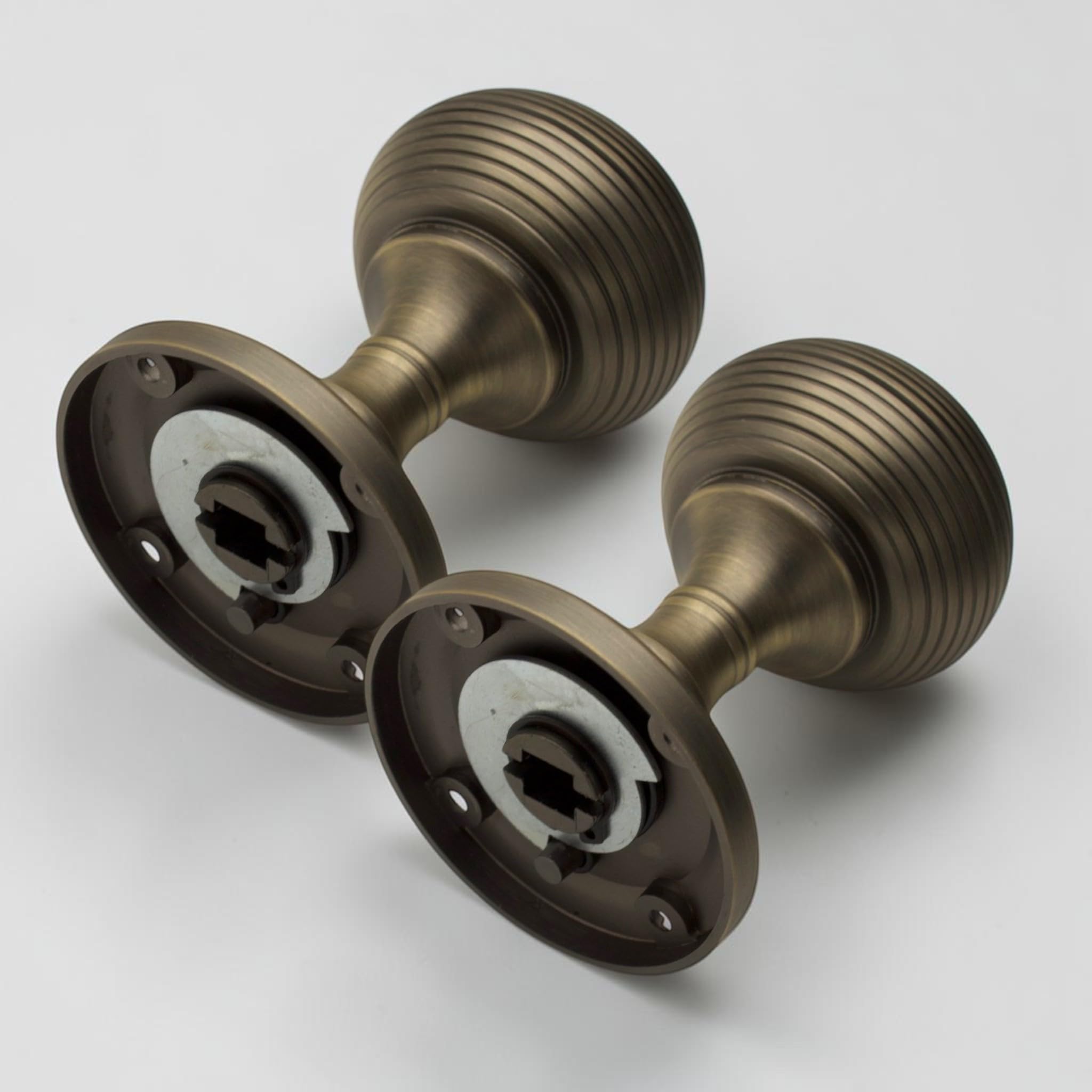 AB Hardware Matt Antique Brass Beehive Sprung Mortice Solid Door Knobs Knob Pair Quality Internal Doors, 55mm - Image 5