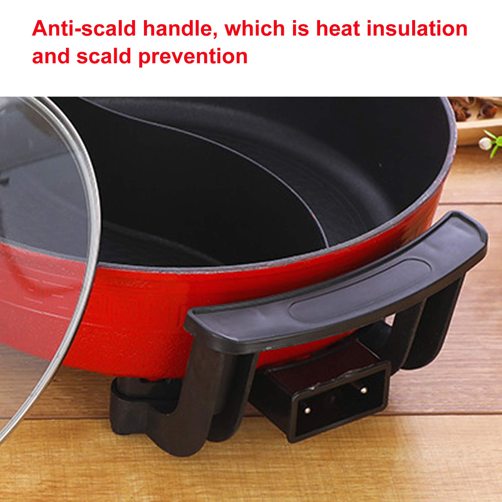 WOQLIBE Hot Pot Wok Eléctrico 2 Lados Mandarina Pato Olla de Sopa Cacerola de Cocina Antiadherente China Hotpot, Fácil de Limpiar Calentamiento Rápido