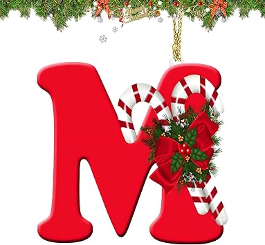 Personalized Christmas Letter Tree Hanging Pendant - 26 Alphabet Letters for Xmas Tree DIY Craft Ornaments M