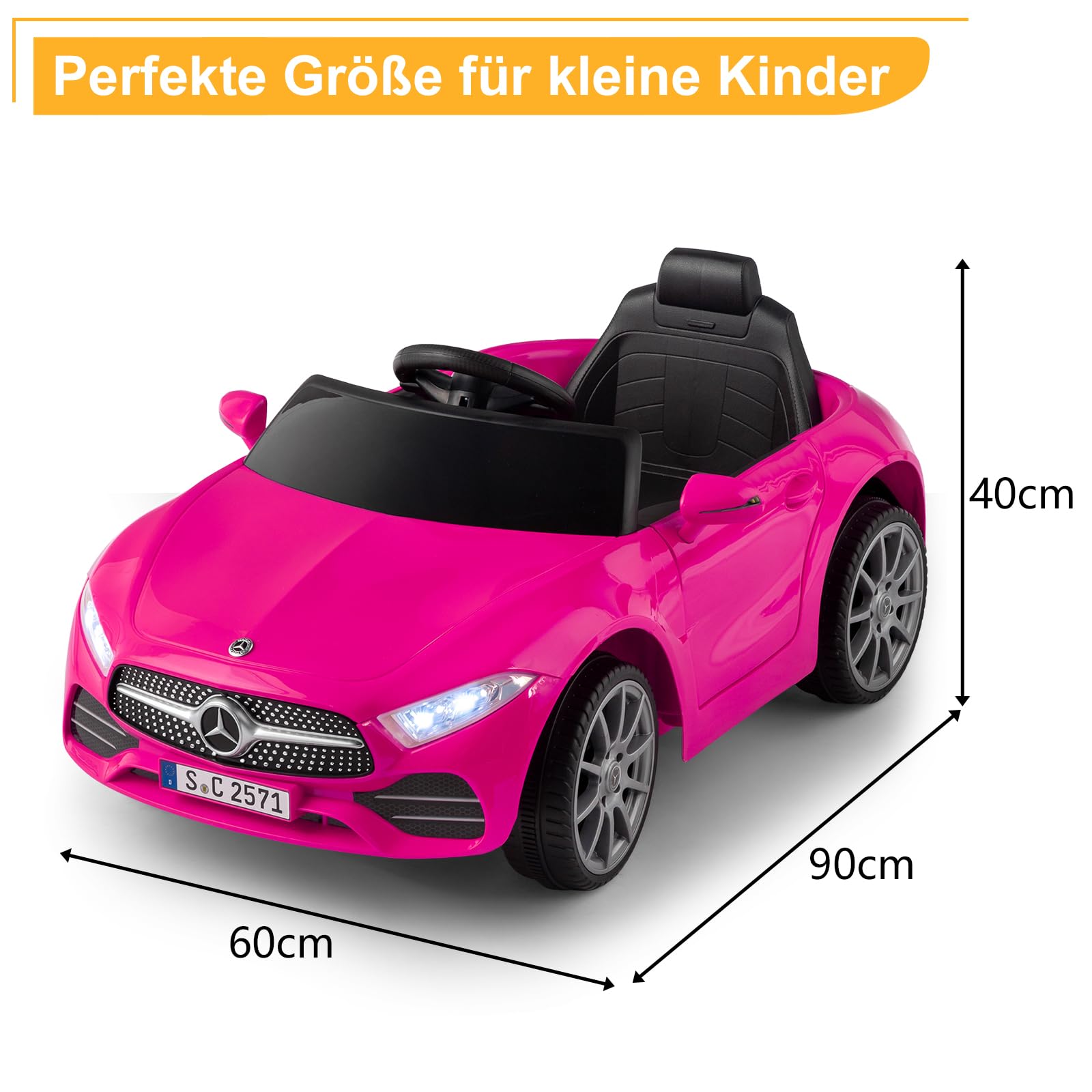LEADZM Kinder Elektroauto 12V mit 2.4G-Fernbedienung – Elektrofahrzeug 2-türig mit MP3, Hupe, LED-Leuchten (Rosa1)