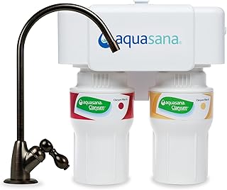 Aquasana 2-stufiges Wasserfiltersystem unter der Spüle mit ölgeriebenem Bronze-Wasserhahn