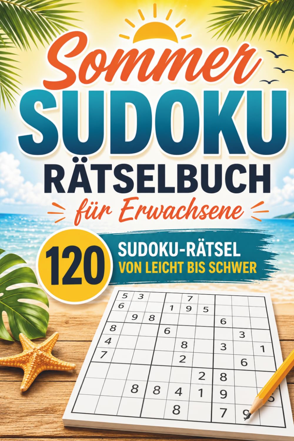 Sommer Sudoku Rätselbuch für Erwachsene: 120 Sudoku-Rätsel von einfach bis schwer – Perfekt für Urlaub, Strand und entspannte Sommertage