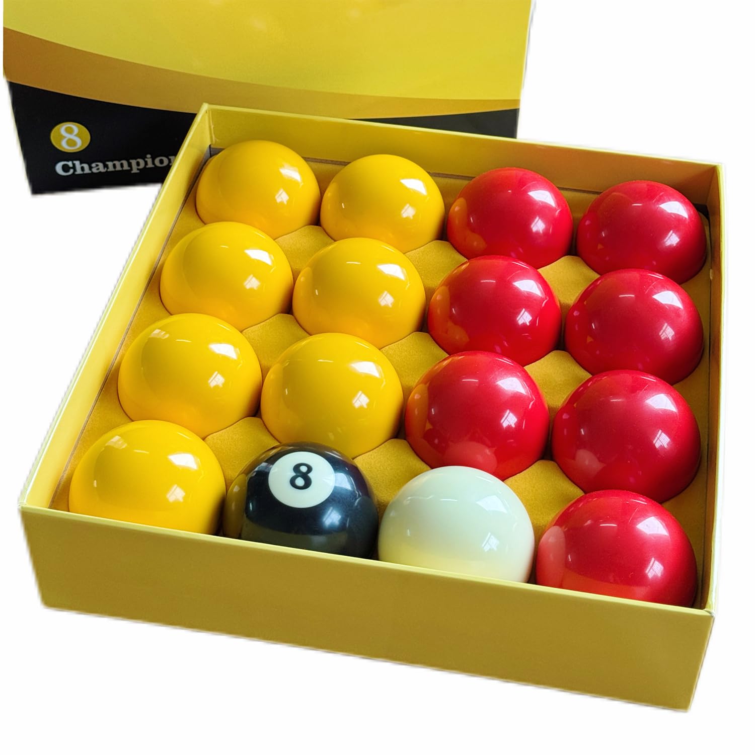 Sinkkuma Pool Ball Set,(1-1/2'',2'',2-1/4'') Reds & Yellow Billiard Balls Set,16 Balls Pool Table Ball. (2-1/4''(57.2mm))