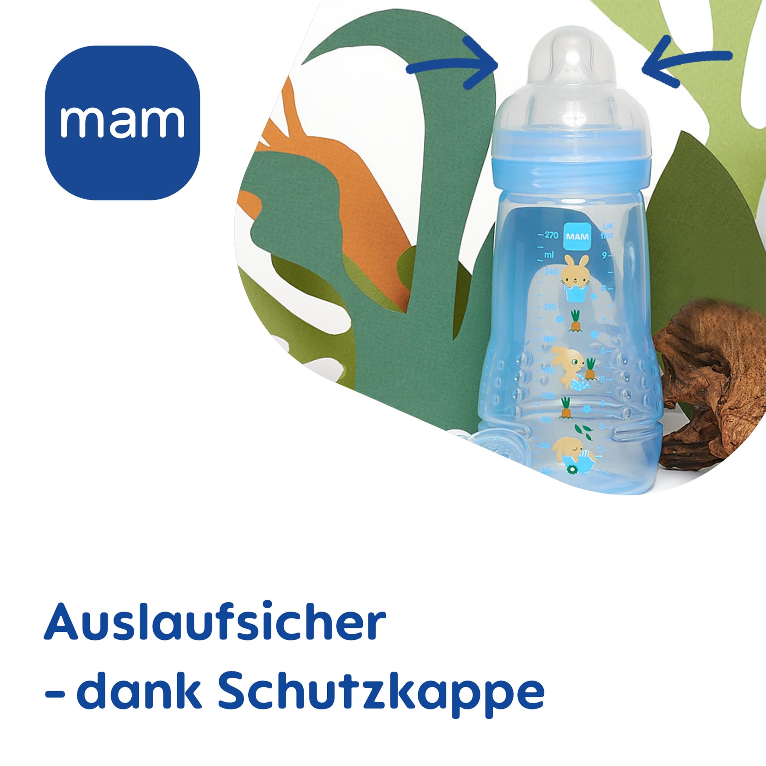 MAM Easy Active Baby Bottle-Set | 0+ Mon | Babyflaschen-Set für Neugeborene | 94% Akzeptanz | stillfreundlich | 4 Trinkflaschen, 1 Original Schnuller, 1 Sauger & 1 Soft Brush | beige