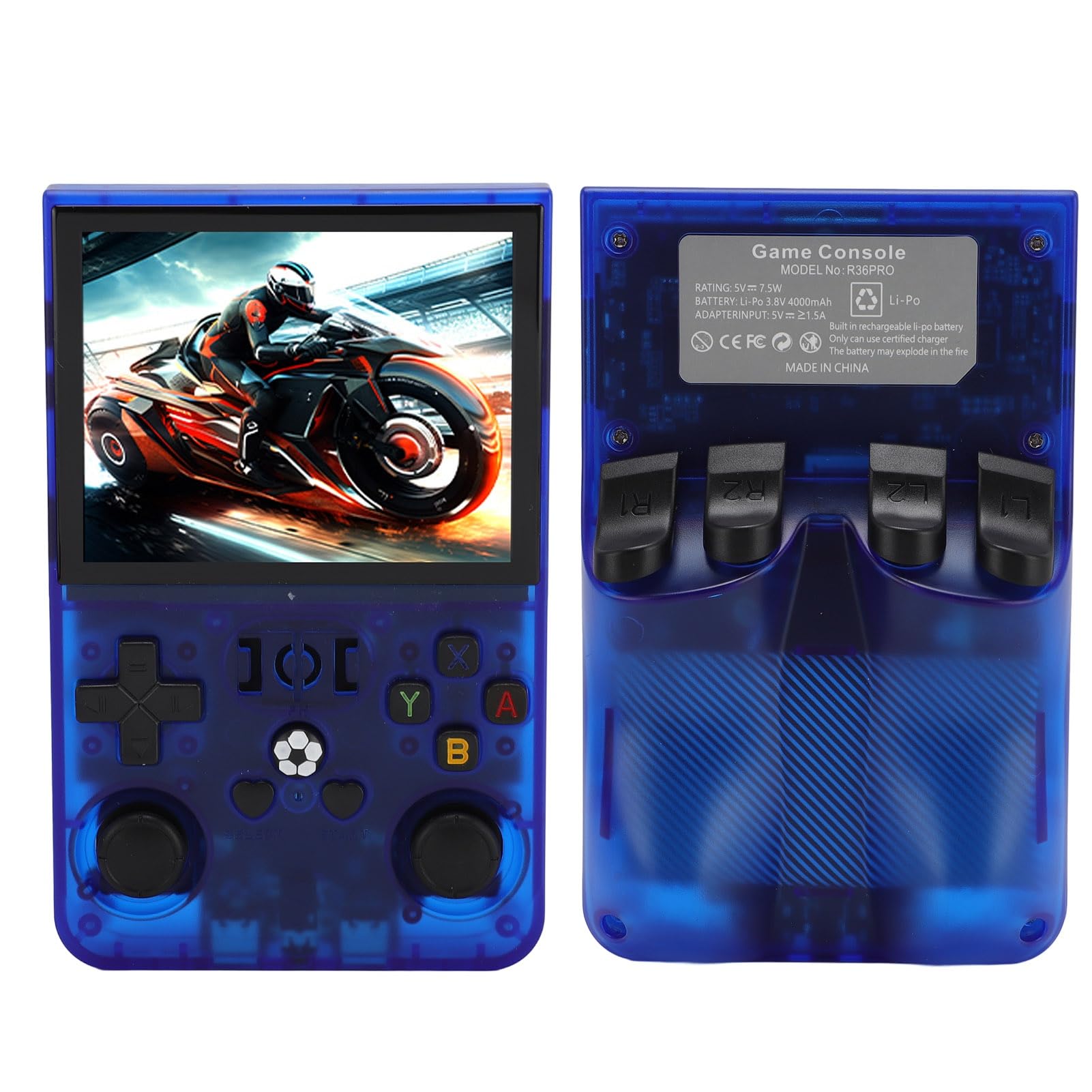 CHICIRIS R36PRO Handheld-Spielekonsole, 3,5-Zoll-IPS-Bildschirm 640x480 Open-Source-Gameplayer mit 4000-mAh- und 2 Joysticks, für über 60 Emulatorspiele und Retro-Gaming (128GB)