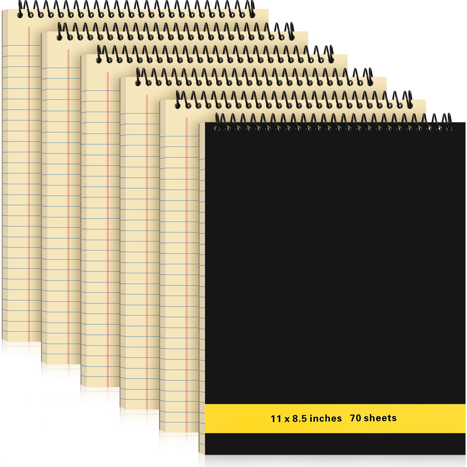 6 Pcs Legal Pad Top Spiral Bound Notebook 70 Sheets Double Sided College Ruled Paper Notepad Memo Steno
