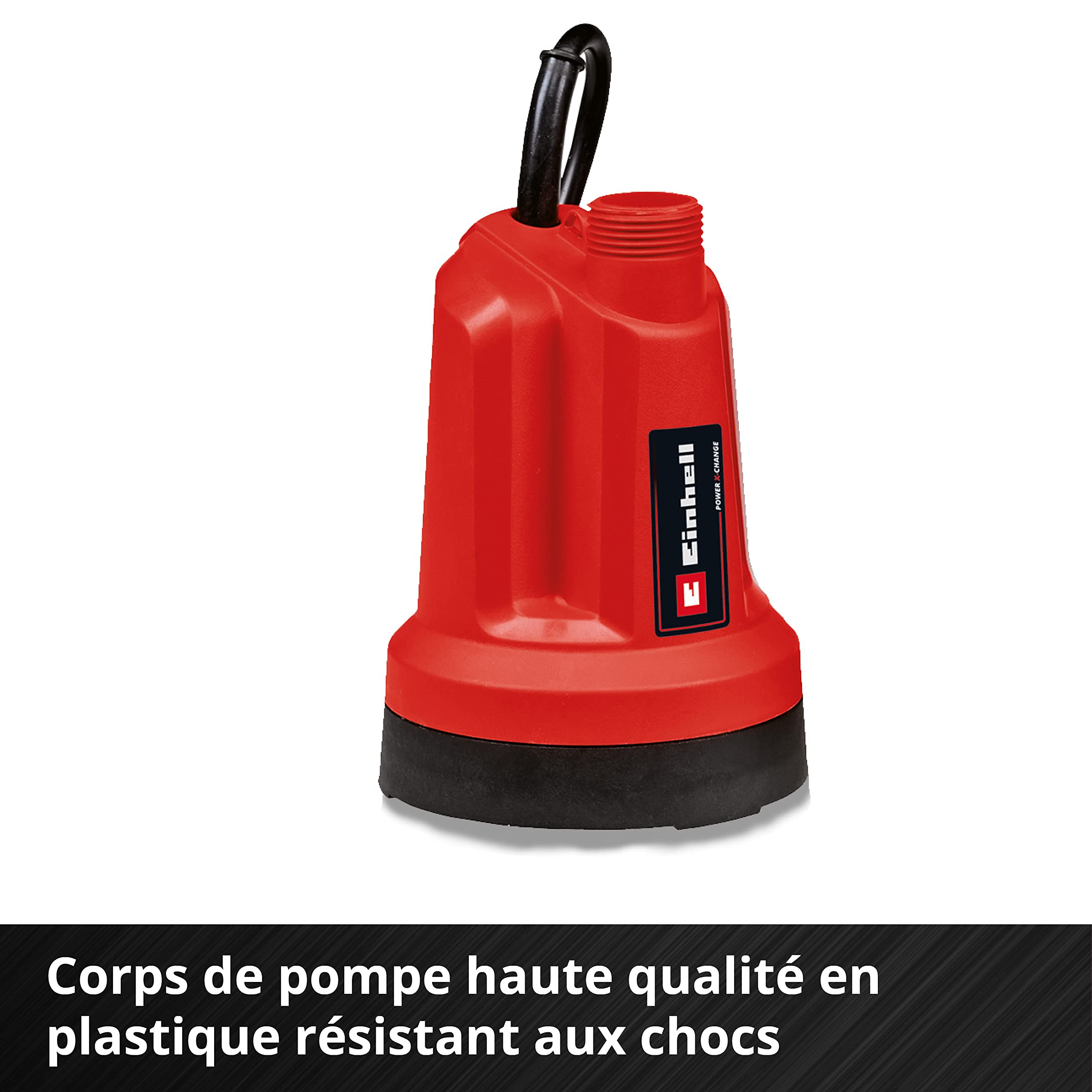 Einhell Pompe à eau claire sans fil GE-SP 18 LL Li-Solo | PXC | 18 V | 0,8 bar | débit 4500 l/h | hauteur 8 m | aspiration à plat jusqu’à 1 mm | sans batterie