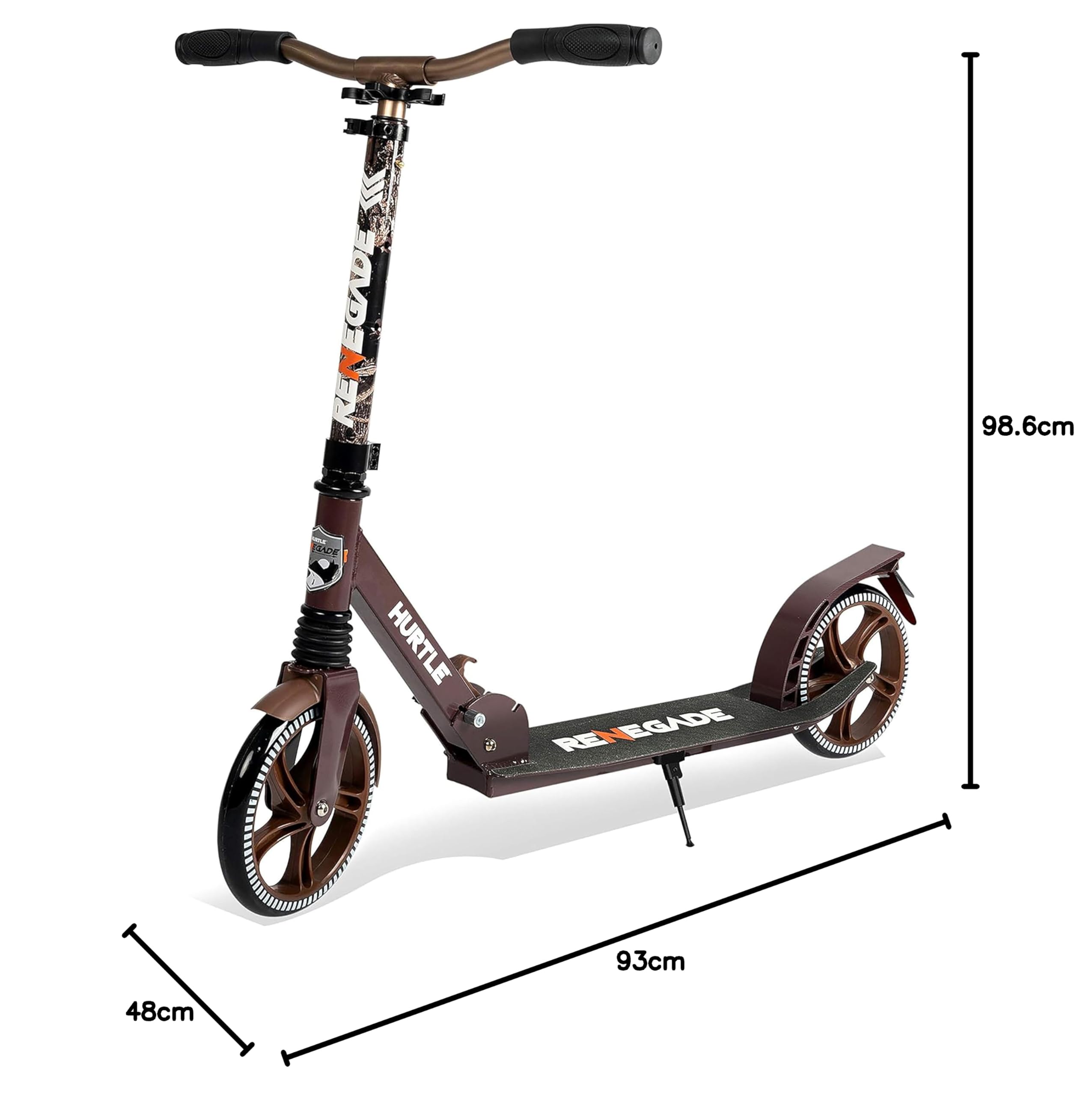 Hurtle Renegade Monopattino Bambino, Monopattino Bambina, Monopattino Adulto, Scooter a 2 Ruote con Manubrio Regolabile, Pieghevole e Portatile con Tracolla