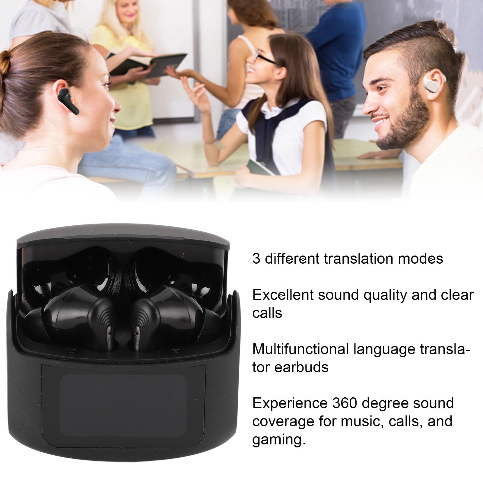 Language Translator Earbuds, Bluetooth 5.4 Instant Translation Device, 3 Modes 137 Languages Online Voice Translator with APP, ANC Noise Reduction, IPX6 Waterproof, for iOS Android