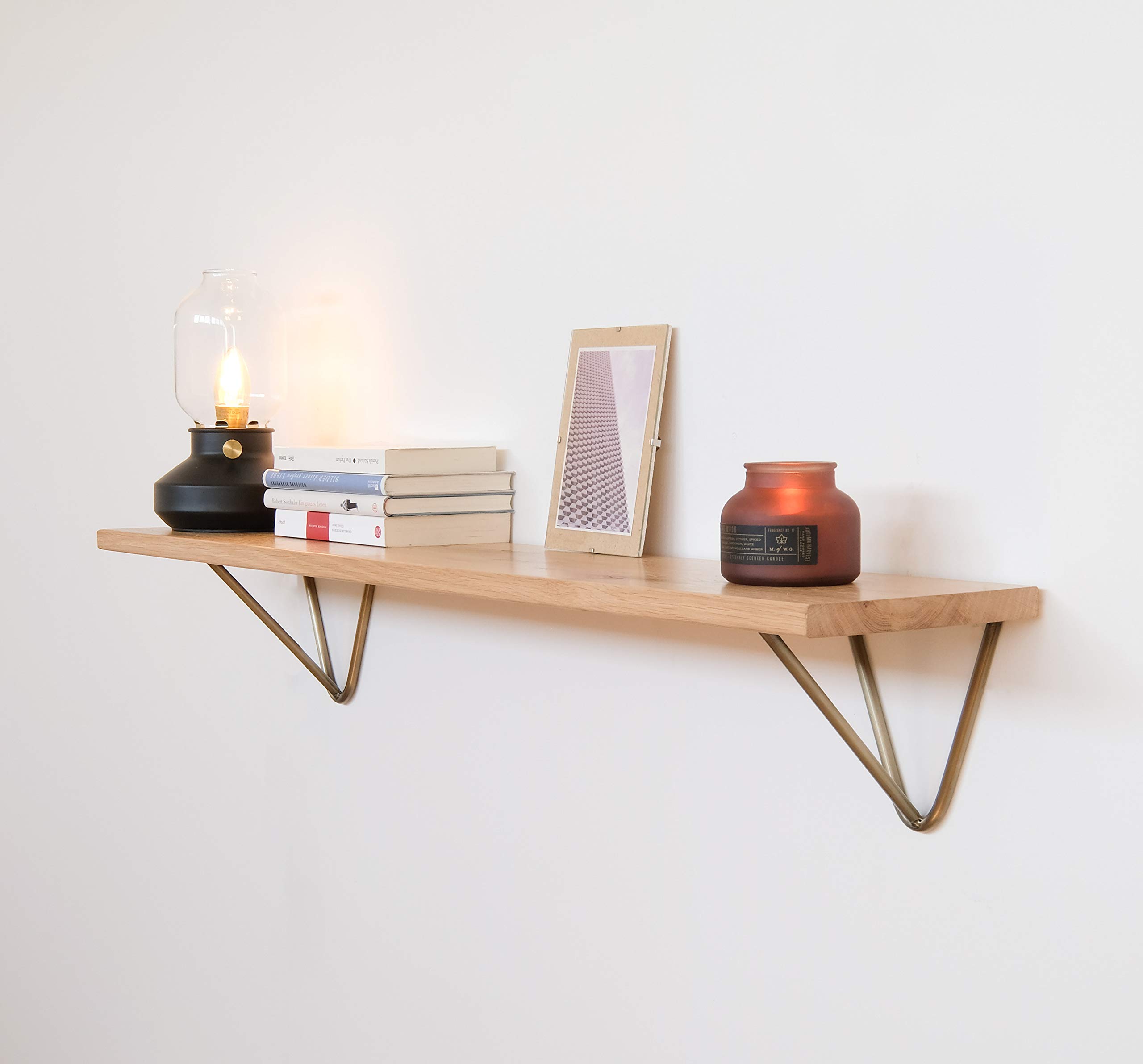 Natural Goods Berlin 2x | Regalhalter, Regalträger, Wandregal | Modell Fhain | viele Farben | (160mm, Antik Gold)