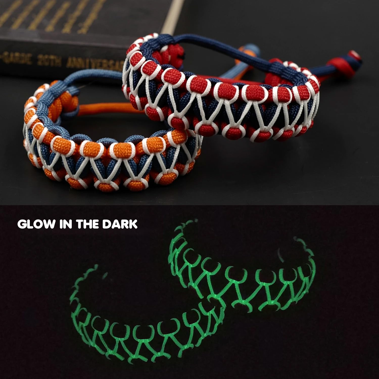Brotree Cuerda Fluorescente Luminosa Paracord 4mm 15m Cuerda Brilla en Oscuridad 9 Hebras para Tienda, Bricolaje, Artesanía, Camping