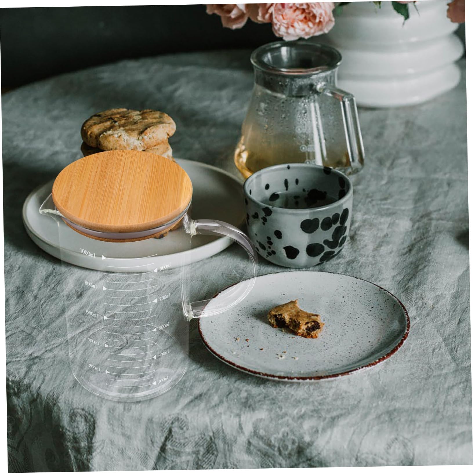 GLEAVI Verre Doseur Avec Couvercle Et Poignée Tasse à Mesurer Multifonction Avec Bec Verseur Pour Cuisine Le Café Le Jus Et Autres Liquides