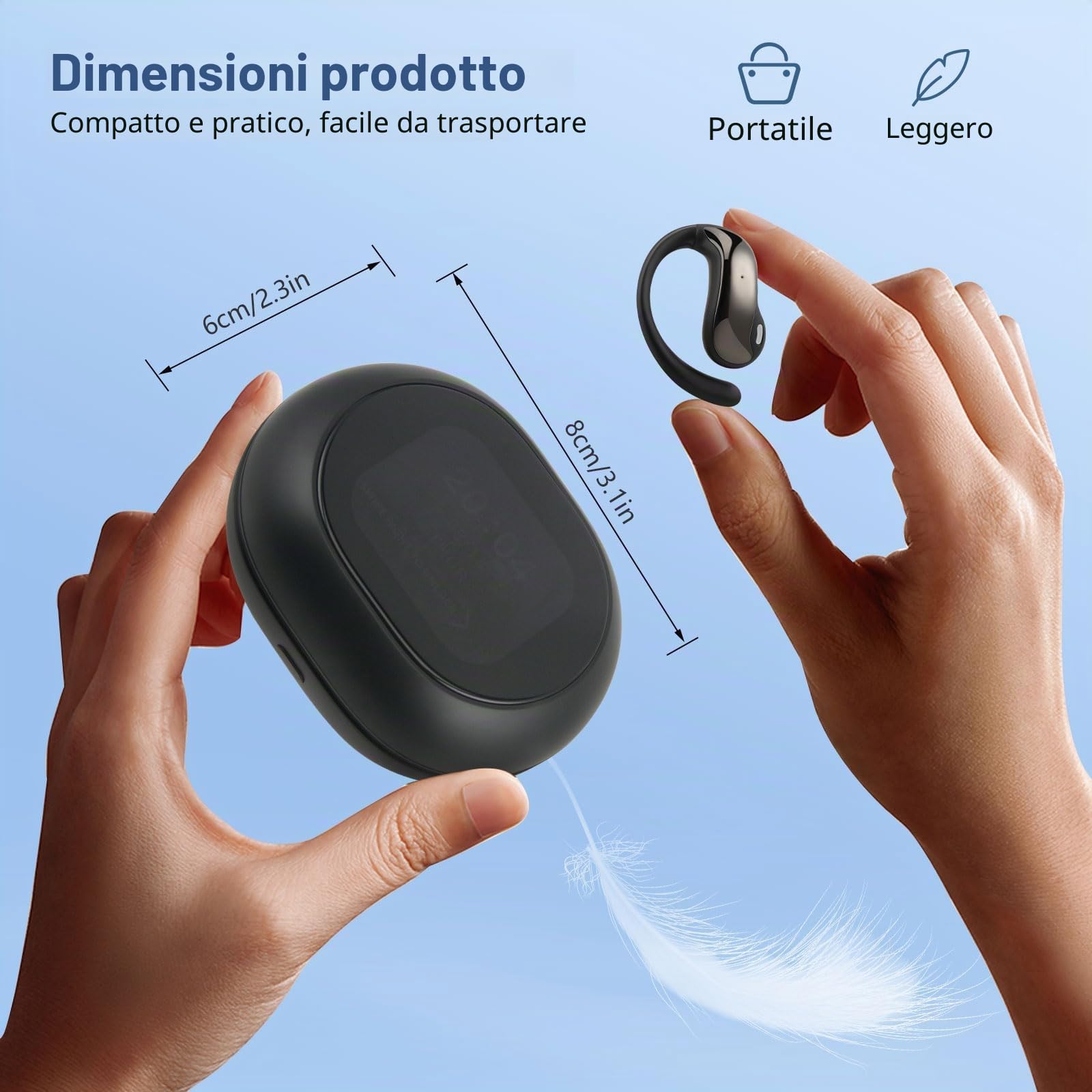 AI Cuffie Traduzione Simultanea,Schermo Lcd Touch,Bluetooth 5.4,Auricolari Traduttori Istantanei,Auricolari Traduttore Senza Fili Per Viaggi,Affari,Studio144 Lingue