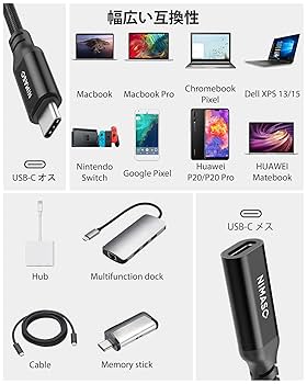 Amazon.co.jp: NIMASO USB Type C 延長ケーブル 1m usb-c 延長