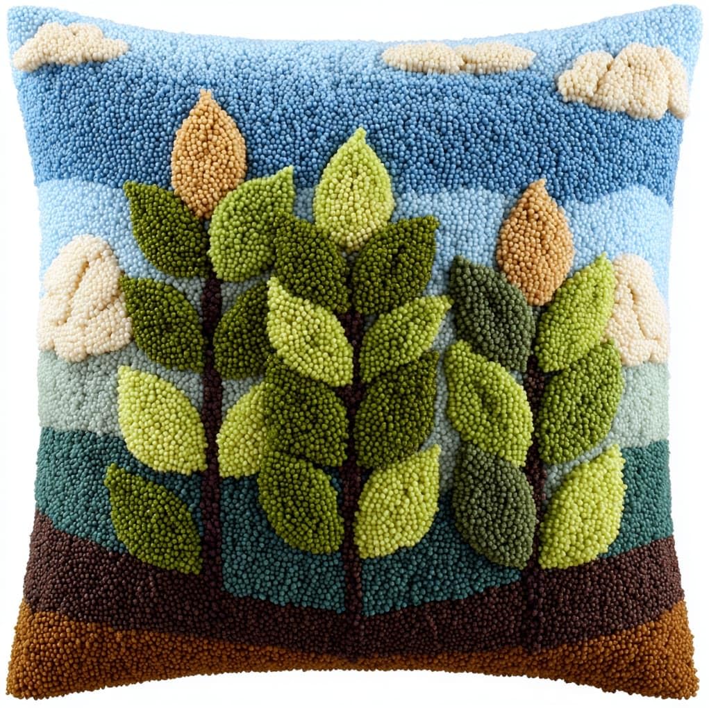 WallustrioaW Latch Hook Kits Pillowcase Embroidery Kit,Pine Cone Pattern