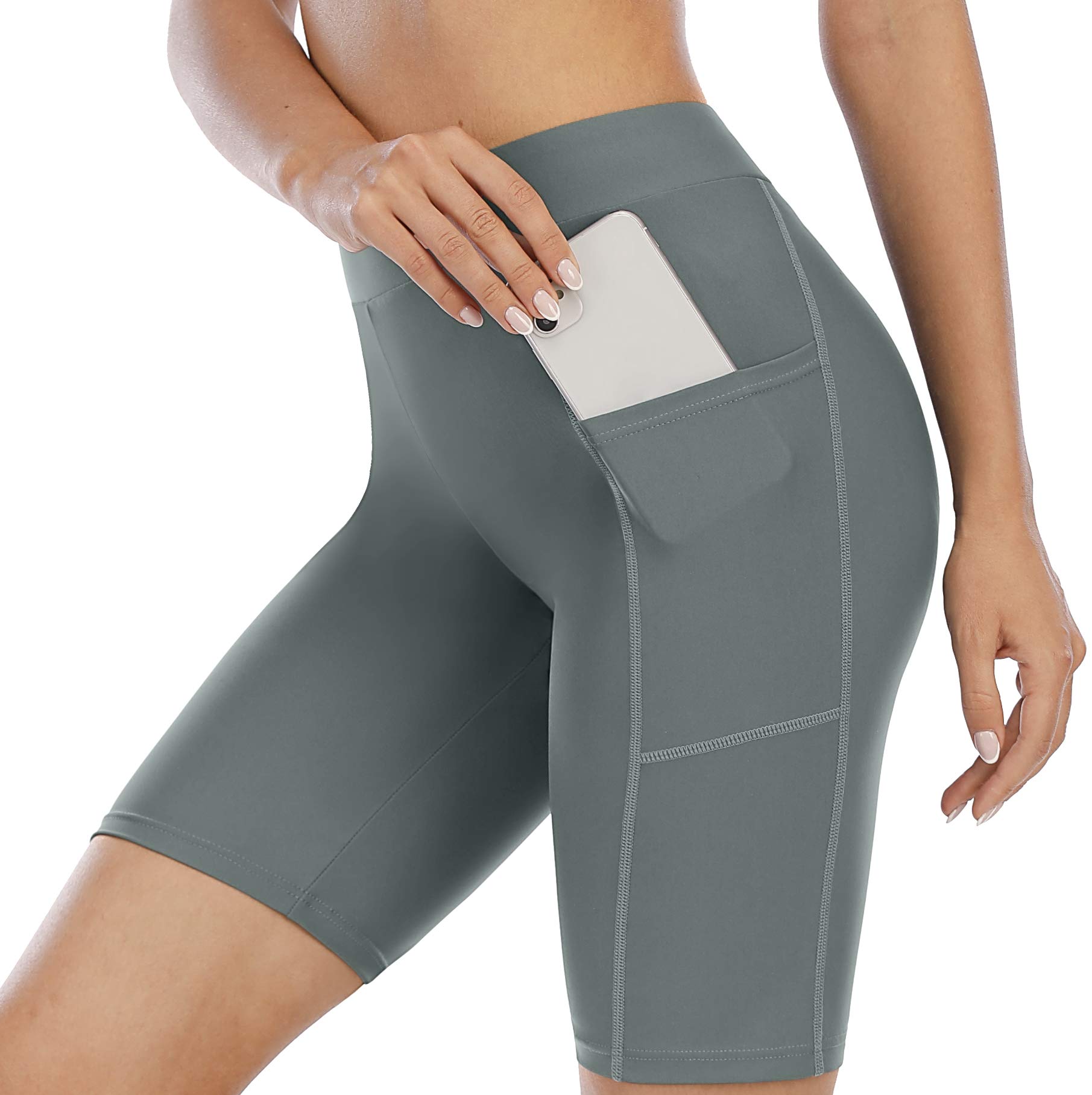 Swim Shorts for Women with Pockets High Waisted Swimsuit Shorts Board Shorts, Gray(pockets), Medium-image-48