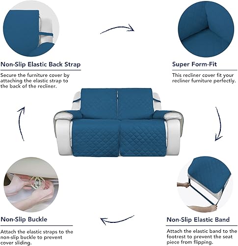 Vista 37 de PureFit Fundas de sofá reversibles resistentes al agua para sofá reclinable de 3 asientos, funda antideslizante para sofá de 3 cojines, protector