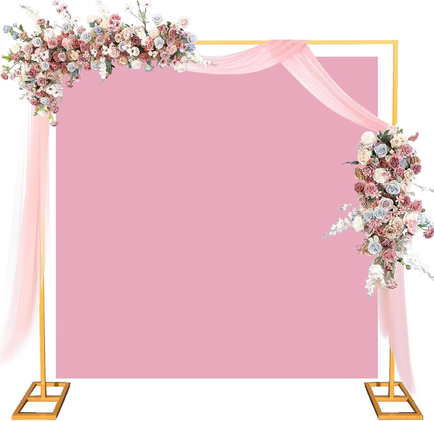 Gigicloud 8.2FT Wedding Arch Backdrop Stand, Square Backdrop Adjustable Stand Metal Rectangular Arch Frame Balloon Arch Rack for Ceremony Baby Shower Birthday Party Anniversary Decoration Golden