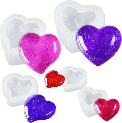 Miniatura 1 de NiArt Epoxy Resina 3D Forma de corazón DIY Casting Craft Soft Silicone Mold 5 Formas Brillante Multifuncional Artesanal Herramienta de Arte