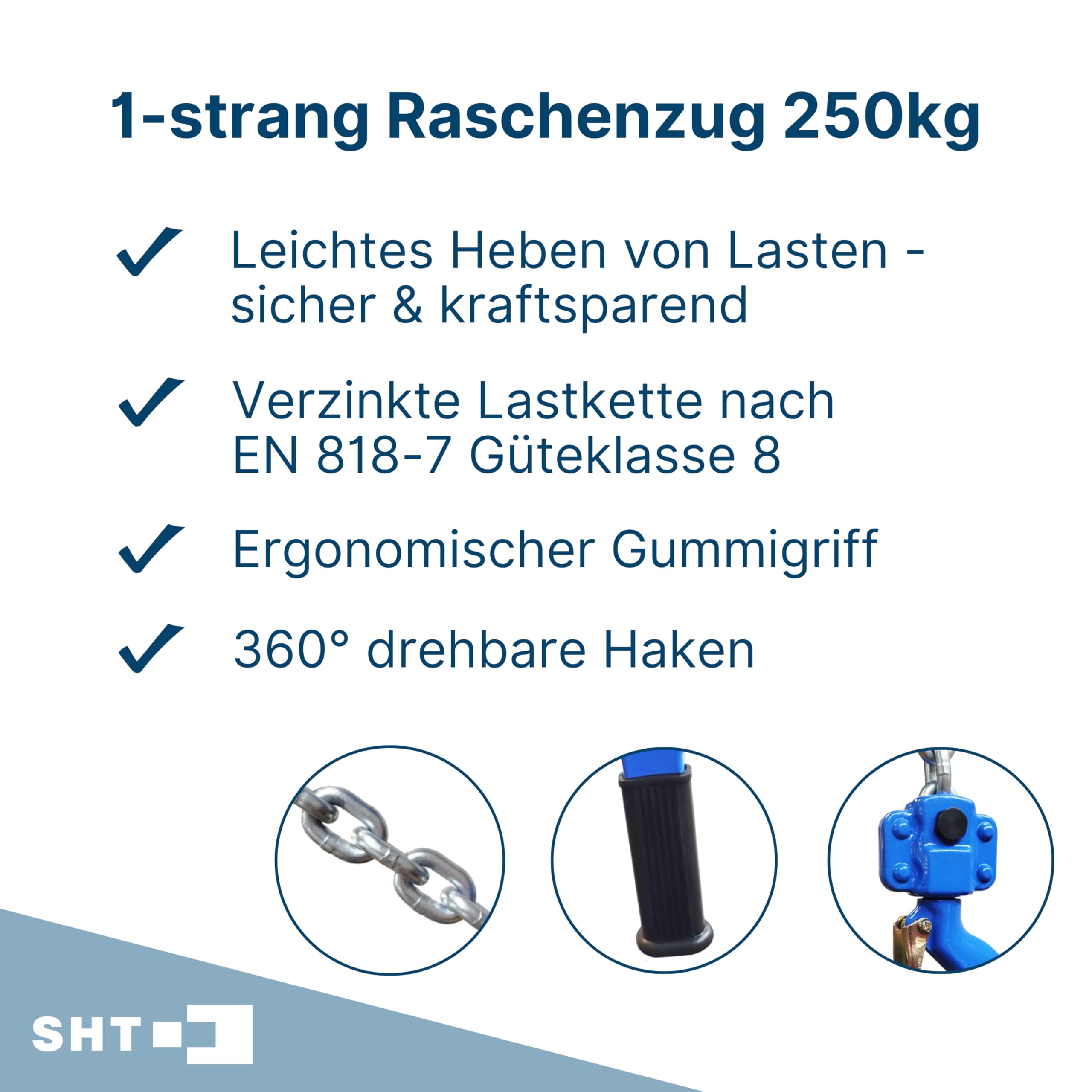 SHT Ratschenzug/Hebelzug/Hubzug, Tragfähigkeit: 250kg|Hubhöhe: 1,5m