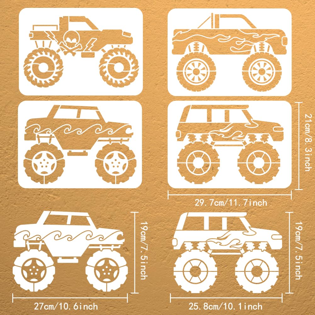 FINGERINSPIRE 4PCS Monster Truck Stencil - Image 2