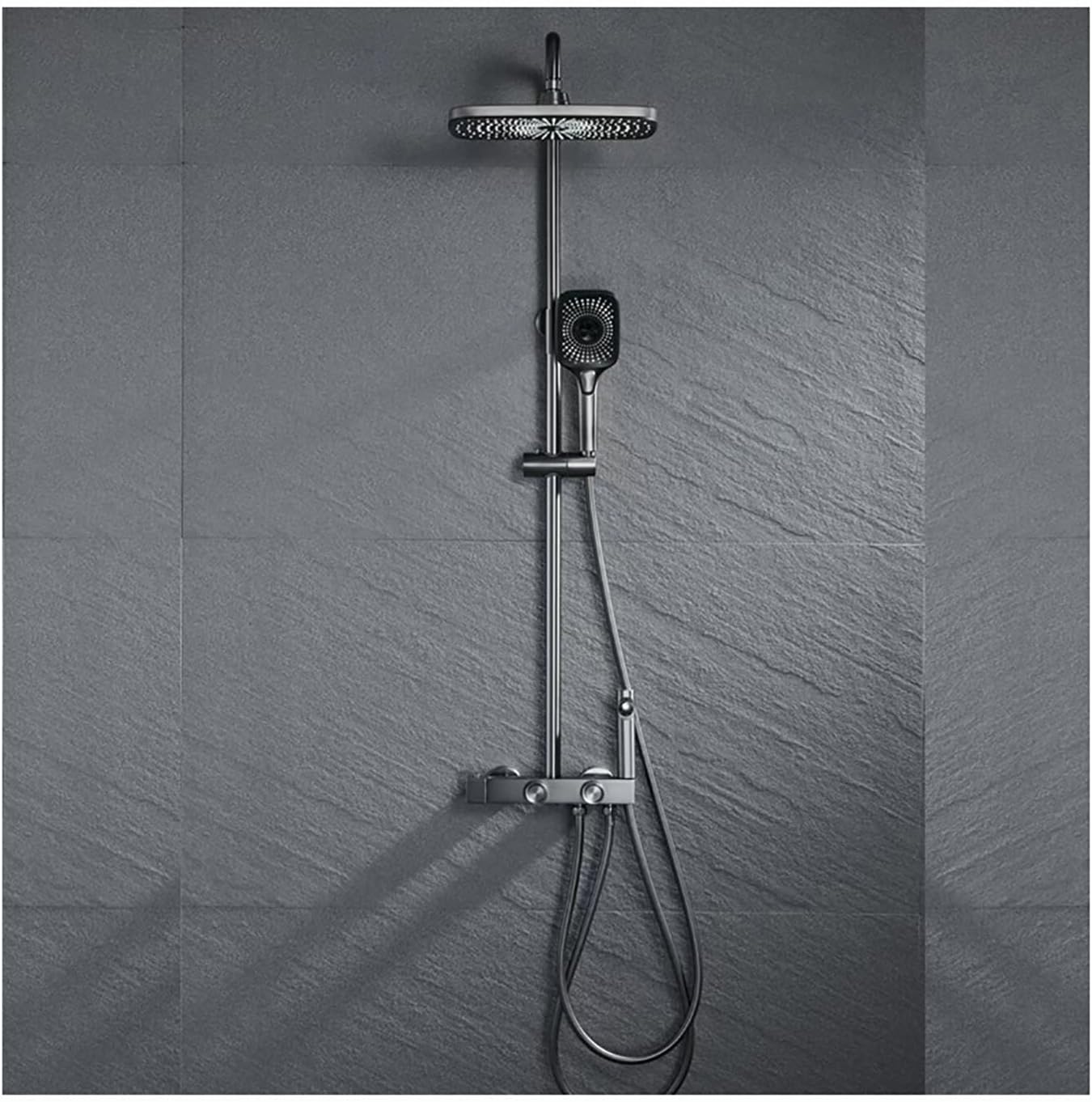 SHUGUANG 12 Inch Shower System with Shower Head, Thermostatic Gray Shower Combo Set Wall Mount Shower Faucet Set with 3 Mode Handheld Shower, Tub Spout, Bidet Sprayer
