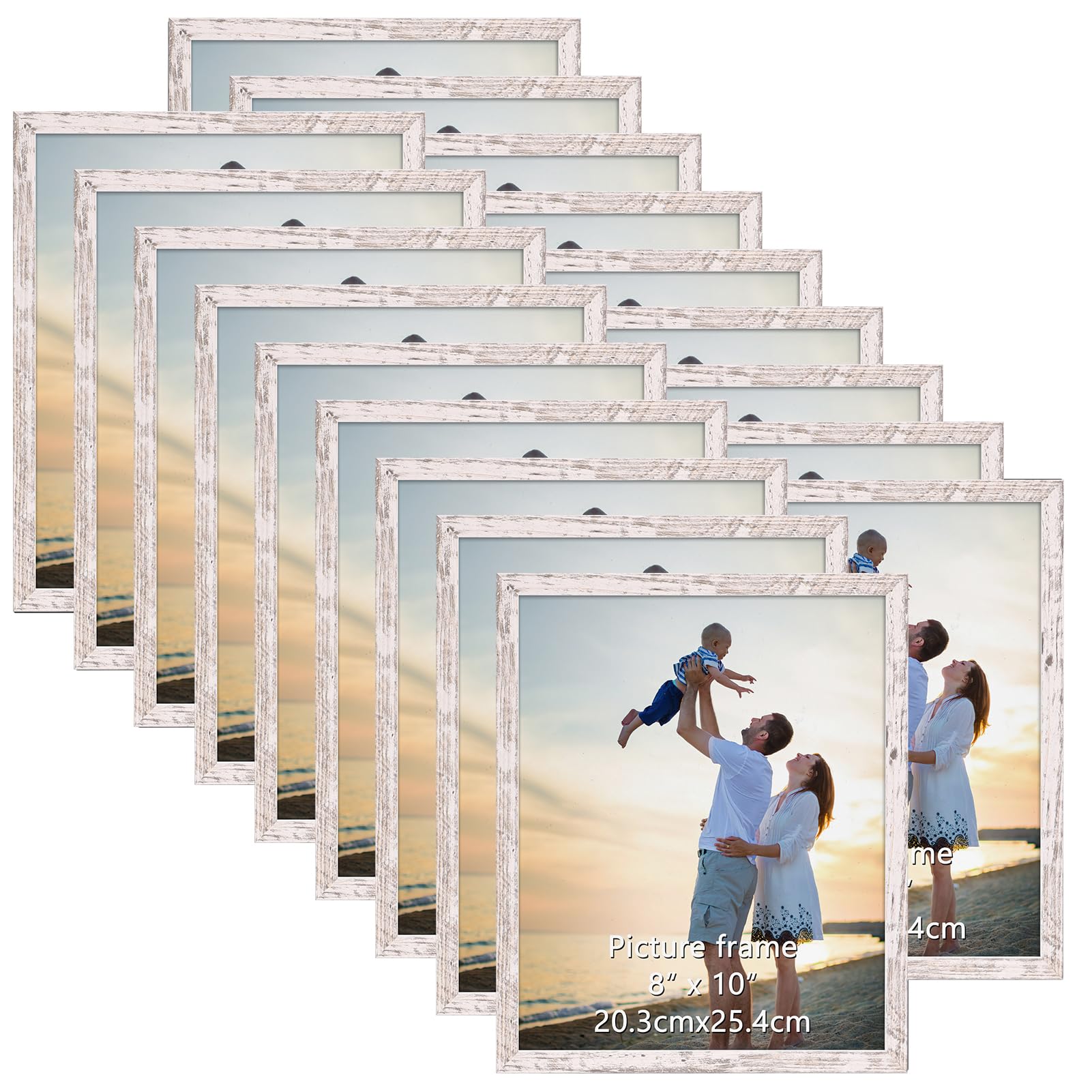 Distressed White Picture Frame Set - 18 Pack