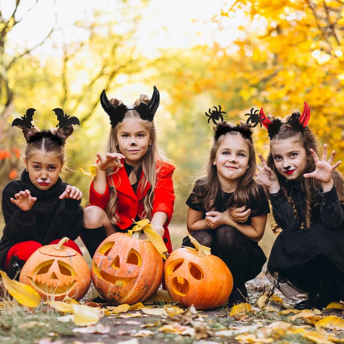 4 Pièces Phosphorescent Serre Tete Halloween, Cornes Du