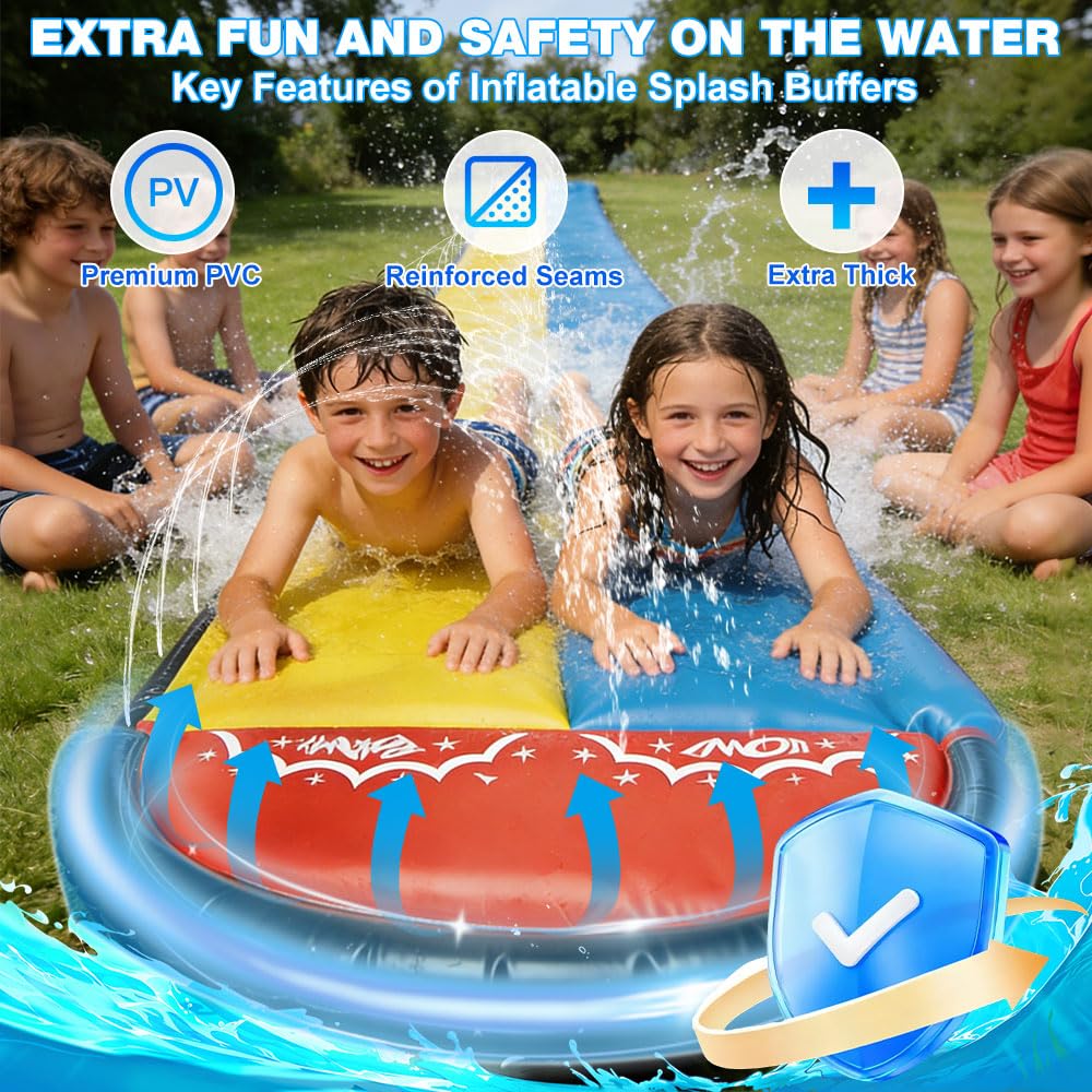Wasserrutsche Garten für Kinder mit Sprinklern, Aufblasbare Rutschbahn Outdoor 480x140cm