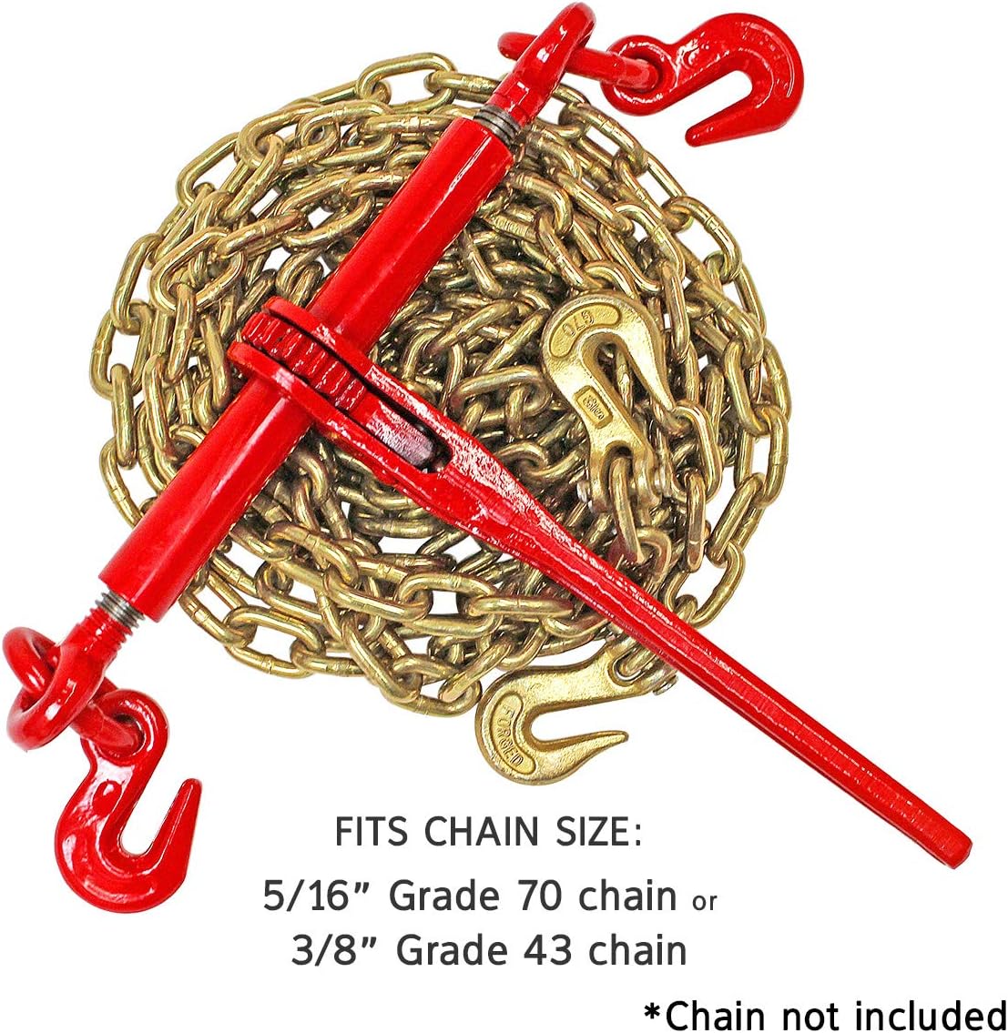 Exсluѕіvе DC Cargo Mall 2 Ratchet Chain Binders 3/8 Inch - 1/2 Inch | Tie Downs for Grade 70 Transport Chain 3/8 Inch | 9,200 Working Load Limit | Ratchet Binders