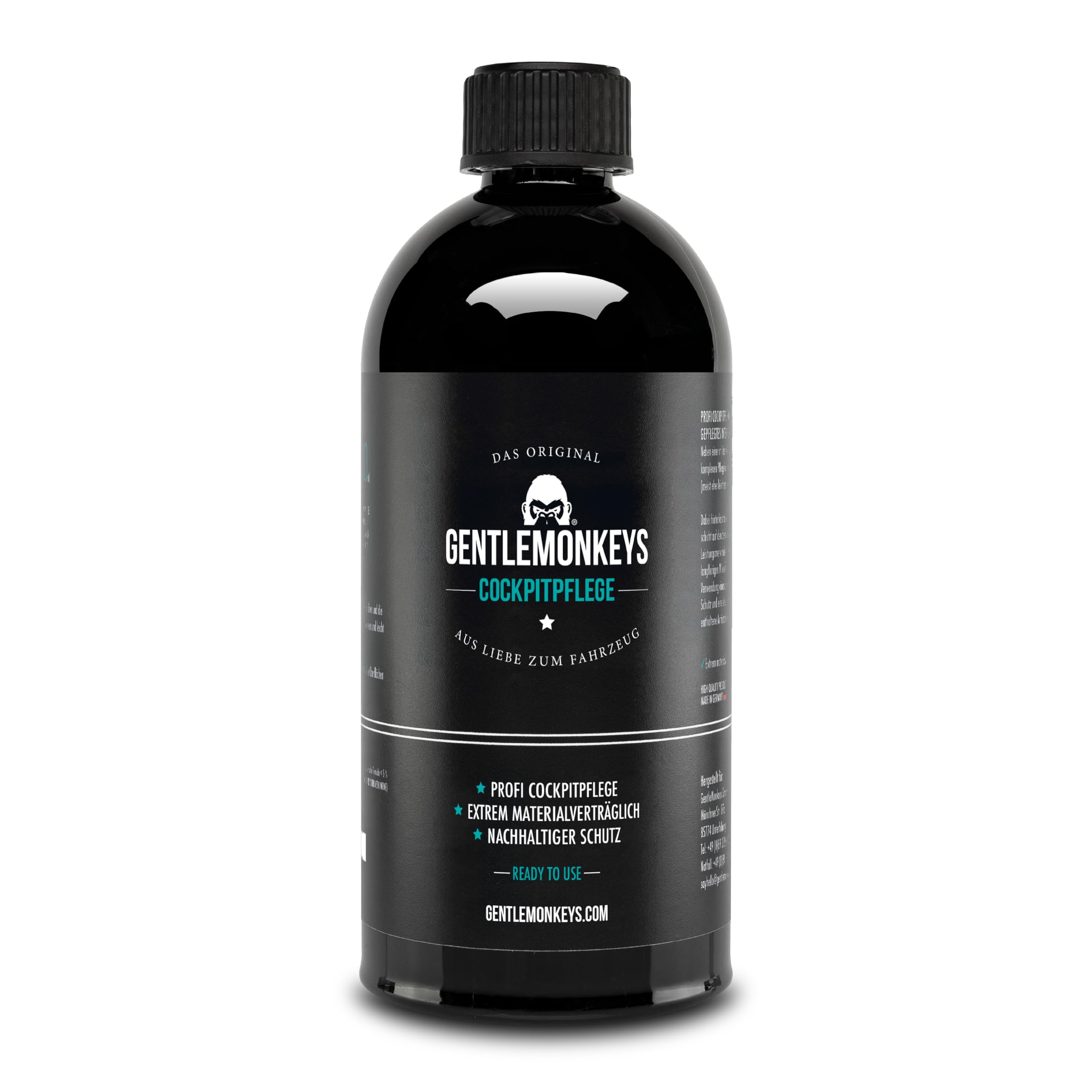 GENTLEMONKEYS Cockpitpflege Auto Refill (500ml) • Cockpit-Spray Nachfüllflasche • Cockpit & Innenraumpflege • Cockpit Reiniger für Glanz & UV-Schutz • Auto Cockpit Reinigung