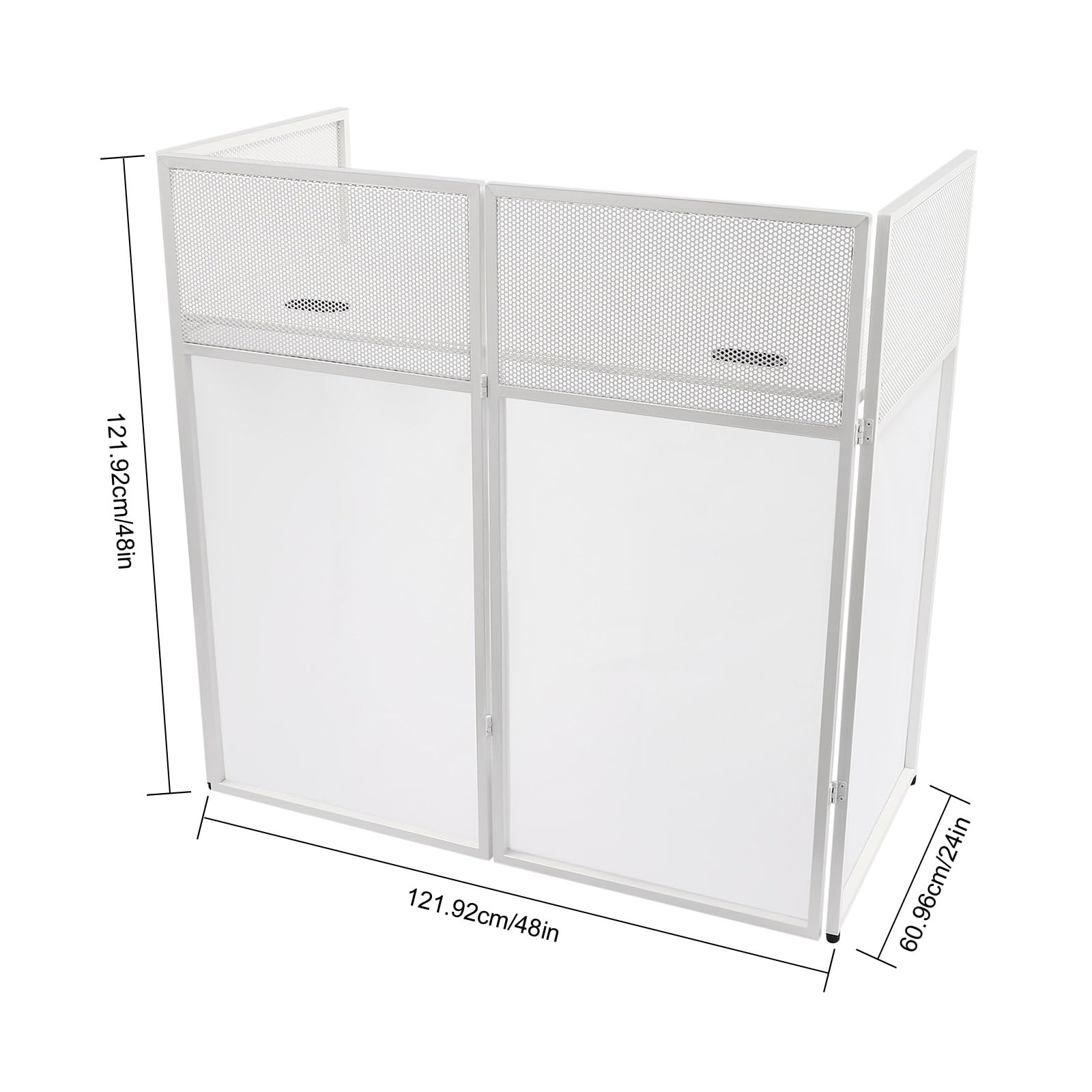 Portable DJ Table Stand DJ Event Booth Facade Modern Metal DJ Event Table Freestanding DJ Event Facade Equipment DJ Display Rack with Carrying Bag (White)