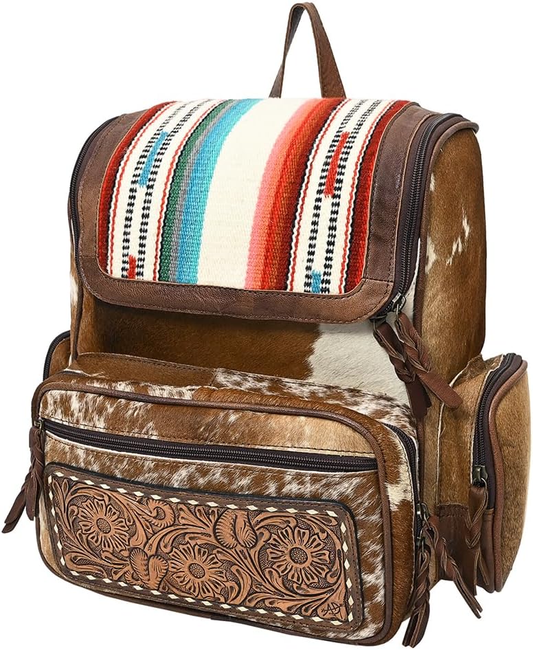 American Darling Women's Backpack Bag Western Hand Tooled Saddle Blanket Genuine Leather Handbag and Ladies Purse