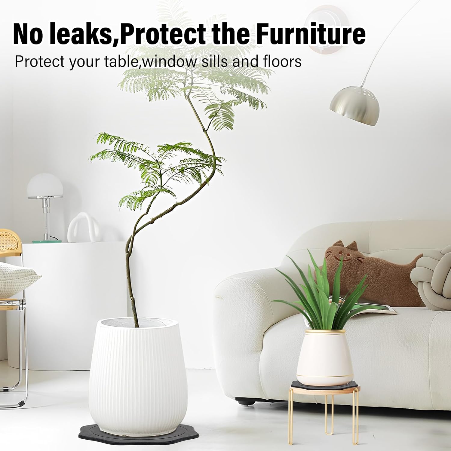 Plant Saucers Instant Dry Diatomaceous Earth Stone Plant Trays Absorbent Durable Flower Pot Saucers for Indoor & Outdoor Use, Keep Floors and Counters Clean and Dry(Large & Small,Octagon) - Image 3