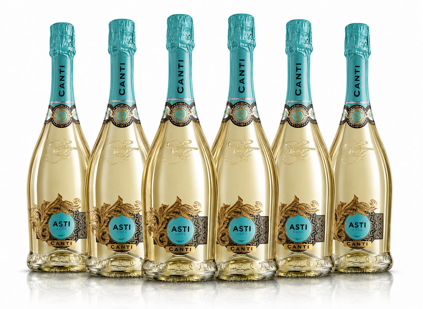 Canti - Asti D.O.C.G. Liberty Spumante, Vin Petillant Blanc Italien, Raisin Moscato du Piémont, Goût Délicat et Doux, 6x750 ml