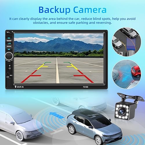 Miniatura 7 de NHOPEEW Estéreo Bluetooth de doble DIN para automóvil, radio de coche con pantalla táctil HD de 7 pulgadas, enlace de espejo, música Bluetooth,