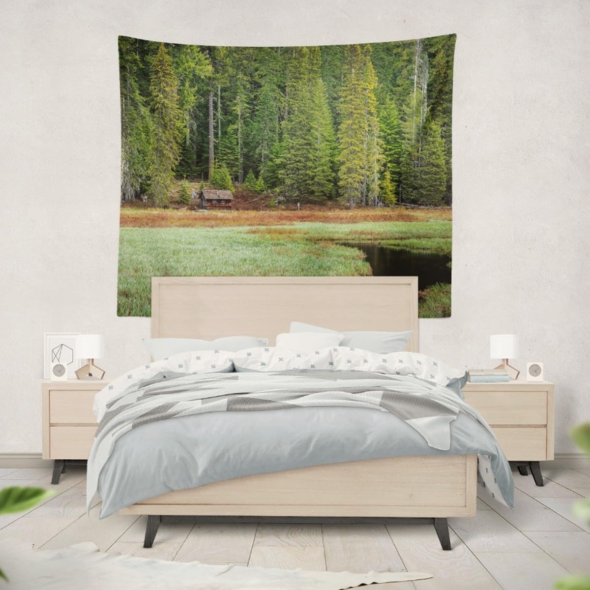 CEVAN Papel Tapiz Baño Tapiz De Tela Para Decorar Paredes Bosque Tapiz Japon Tapiz Para Dormitorio Verde Decoración De Pared Tela Estampada 200x200 cm
