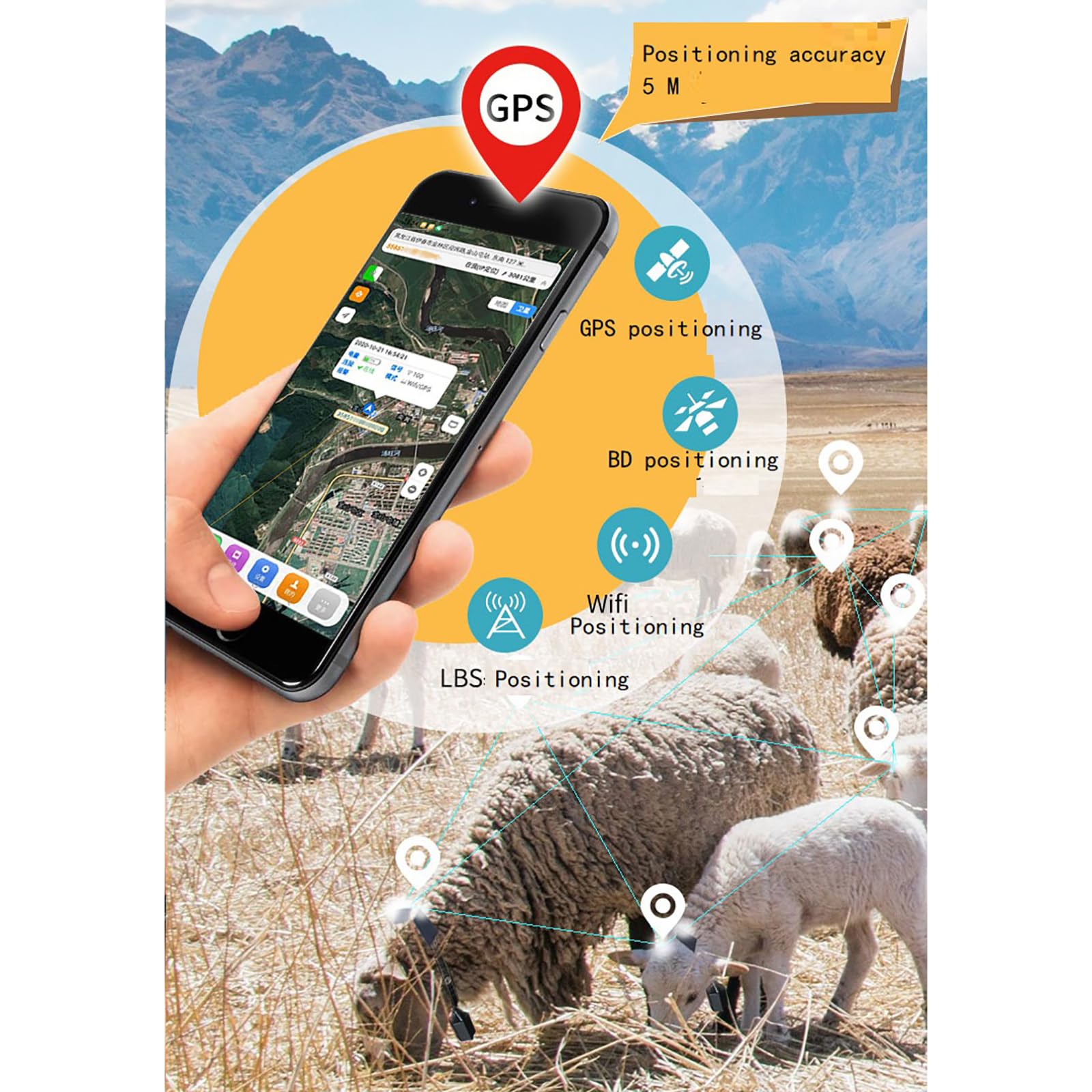 Localizador GPS de Animales, Rastreador Solar de Mascotas, Posicionamiento en Tiempo Real, Seguimiento Histórico de 90 días, para Ganado, Ovino, Caballo y Camello