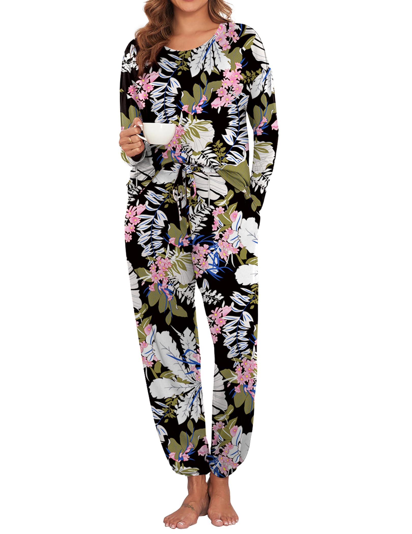 Andeip Womens Pajama Sets Long Sleeve 2 Piece Lounge Set Sleepwear with Pockets