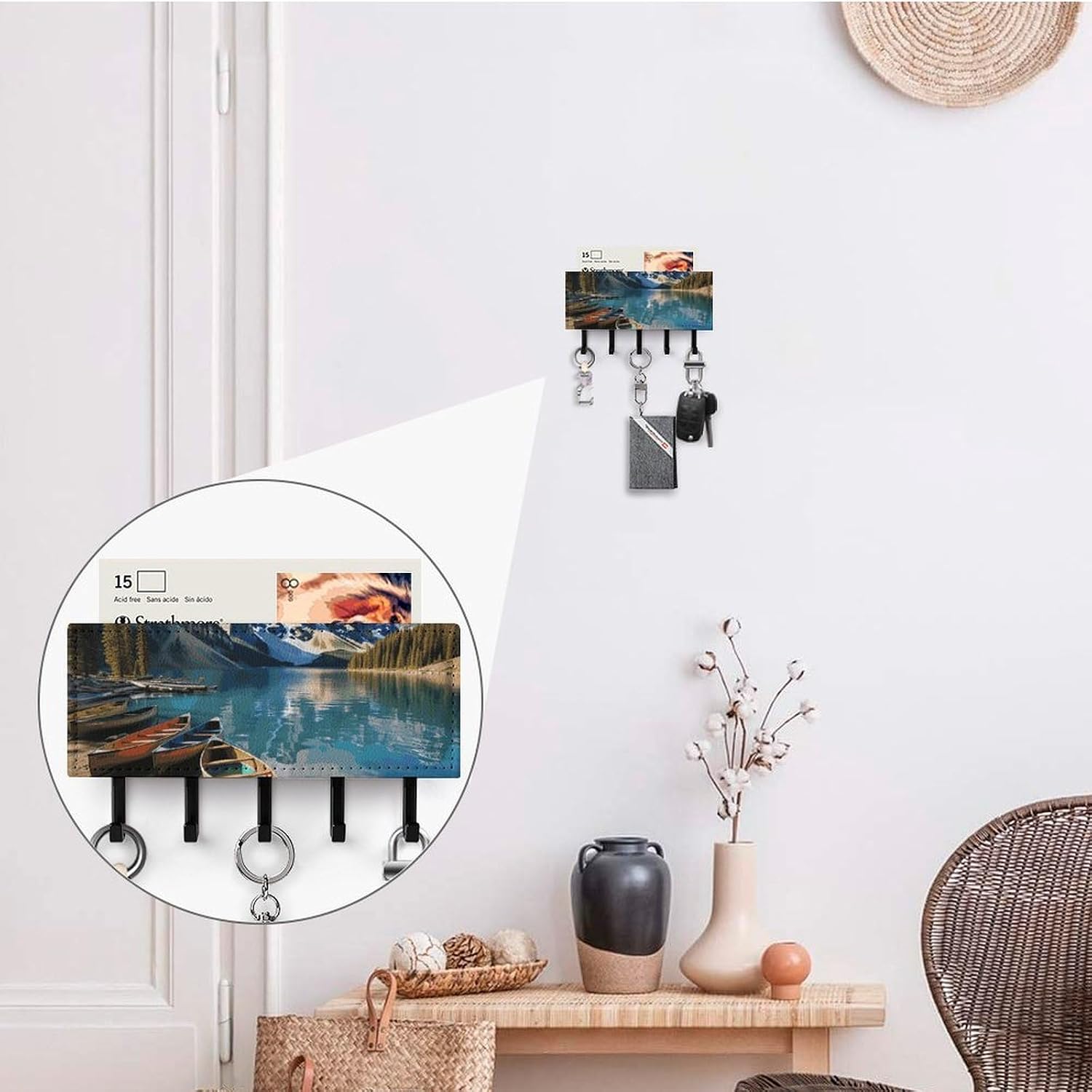 Moraine Lake Canoes Key Holder Wall Mounted, Adhesive Key Rack image 4