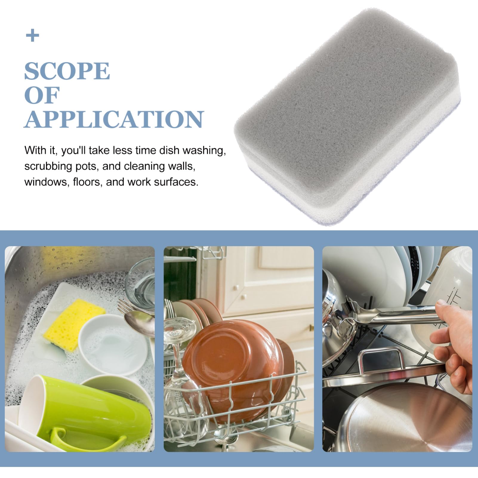 GANAZONO Esponjas de Limpieza de Cocina Esponja Suave y Estropajo Resistente de Doble Cara 10 para Fregar Platos y Ollas Adecuado para Uso Doméstico
