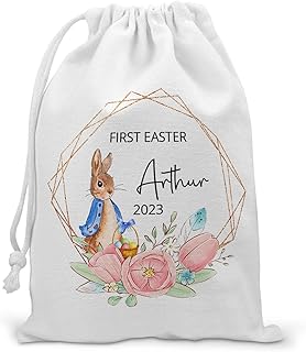 Personalised First Easter Bag, Custom 1st Easter Gift, Easter Egg Sack, New Baby Easter Gift, Easter Baby Gift, My First Easter, Easter Bunny Rabbit Decor