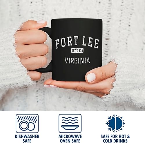 Miniatura 2 de Fort Lee Virginia VA Vintage Cups Taza de café negra 11oz