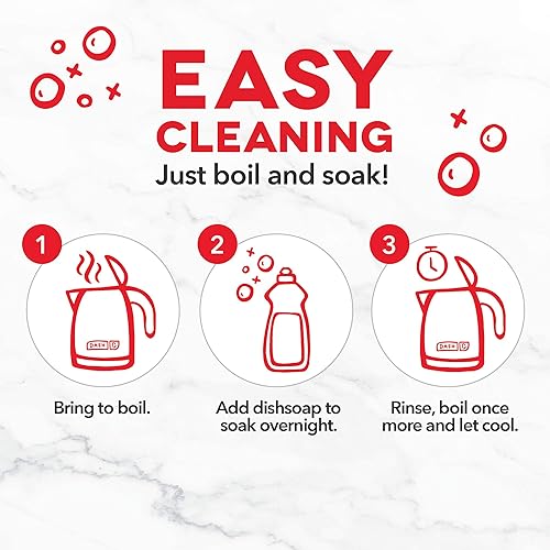 Miniatura 6 de DASH DEK001MW - Hervidor eléctrico + calentador de agua con hervidor rápido, mango de tacto frío, jarra inalámbrica, boquilla sin goteo + apagado