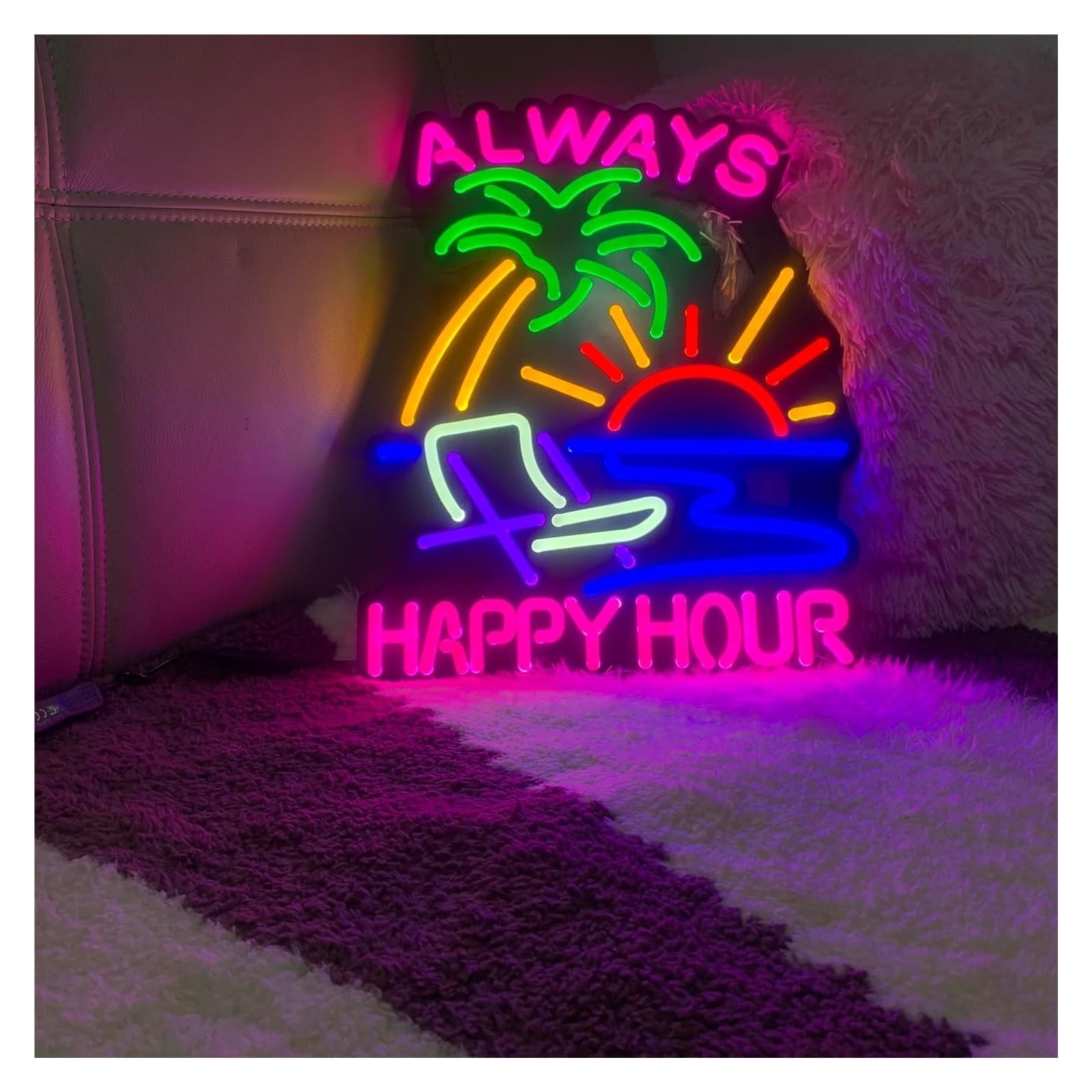 Luci da parete al neon dimmerabili per happy hour per bar, pub, sala giochi, feste in spiaggia, regalo celebrativo