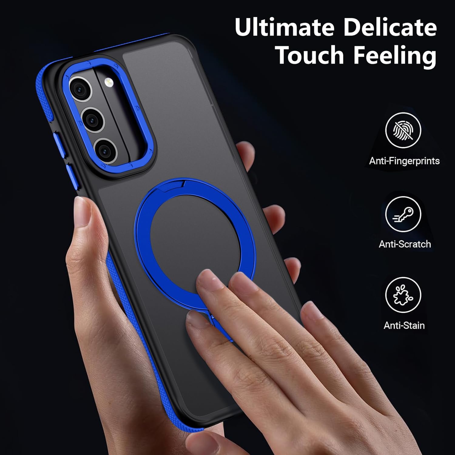 for Samsung Galaxy S22 Case, Magnetic Adjustable Ring Stand [Fit for Magsafe], [Military-Grade Shockproof Protection] Phone Case with Kickstand&Ring Holder (Blue)