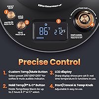 Vista 2 de Elite Gourmet EKT3001 - Hervidor de agua digital de 1 litro, interior de acero inoxidable 304, temperaturas programadas, función de mantener