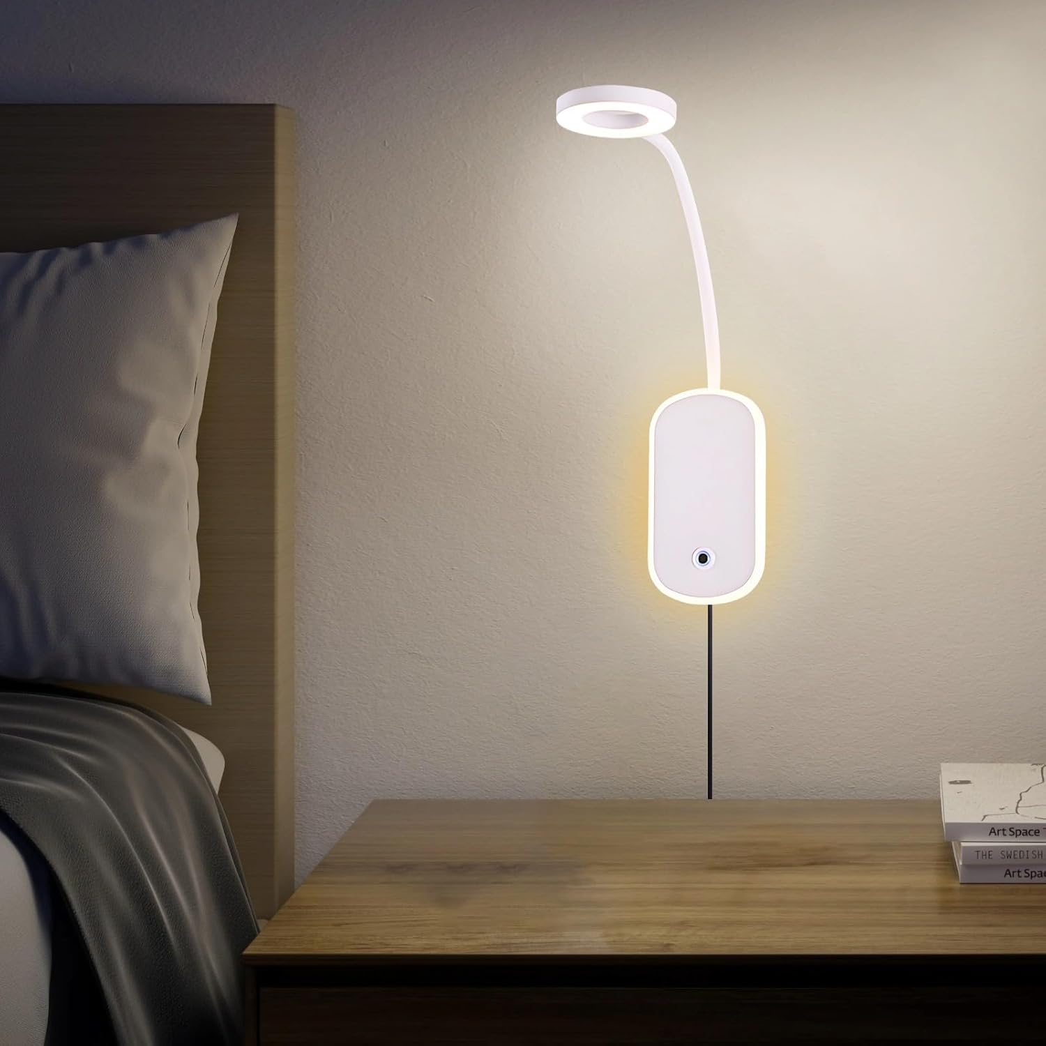 Adjustable Owl Wall Light with Touch Dimming, Led Reading Lamp with USB Charger, Ideal for Bedroom, Bunk Bed, Hotel, CRI 95+, 20 Modes