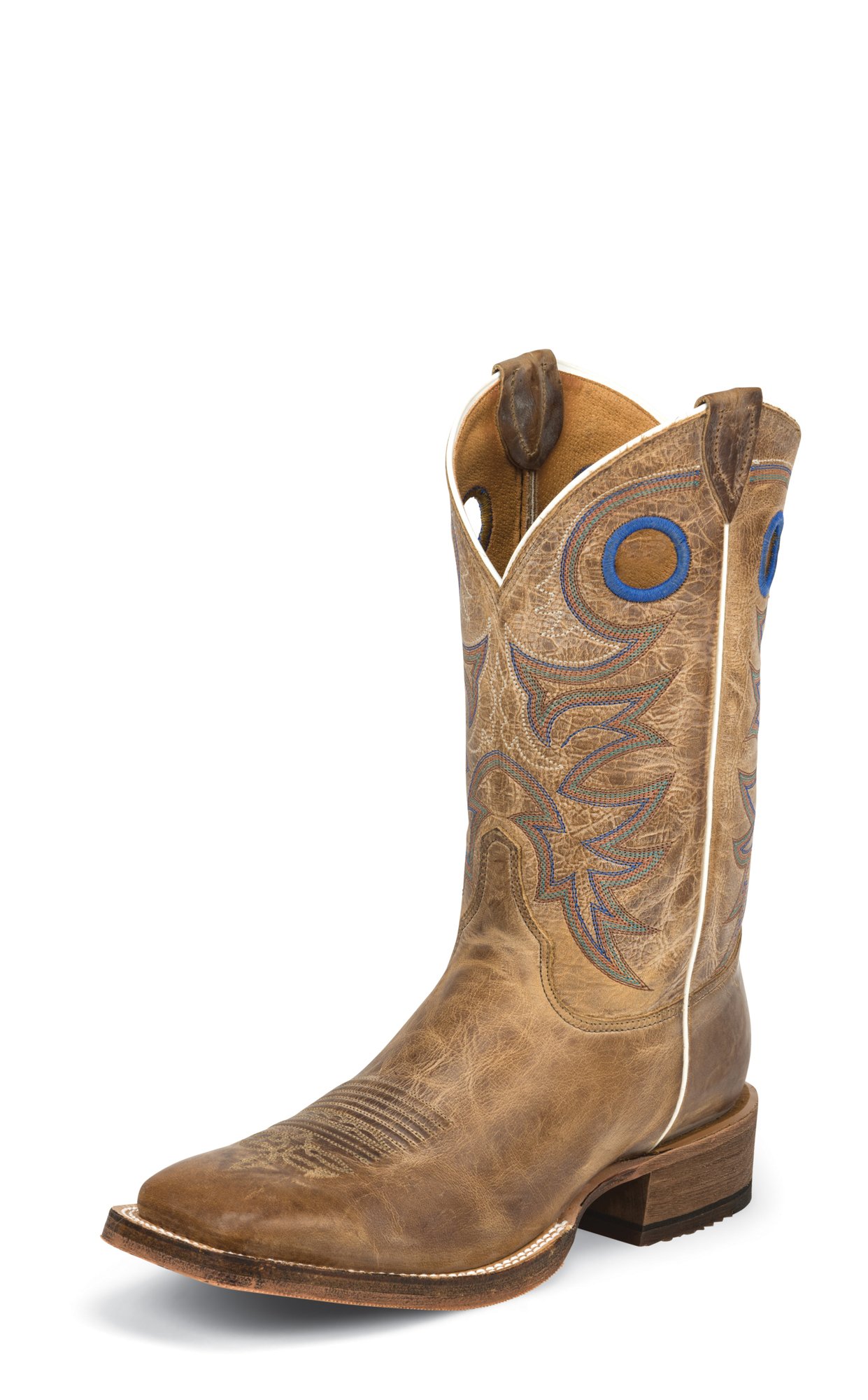 Justin BootsMen's Bent Rail Rough Rider Copper Bent Rail Cowboy Boots Rust/Blue
